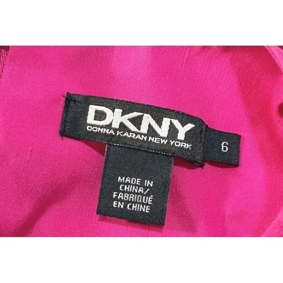DKNY Donna Karan New York Sz 6 Stretch SILK Pink Ruched Sheath Formal Dress Pink - Picture 5 of 6